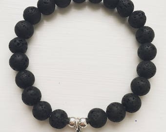 Male black skull charm bracelet