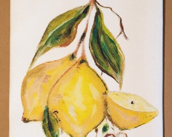 Lemon Cotton Huck Kitchen Towel