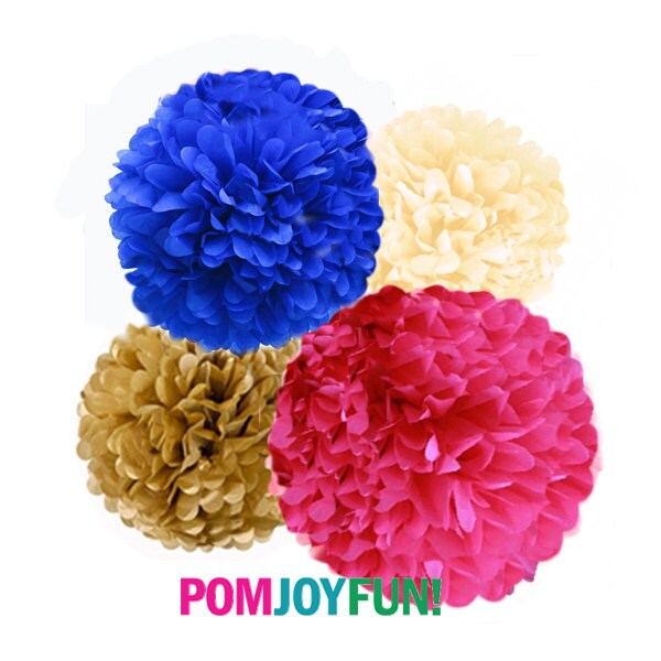 pink and blue pom poms