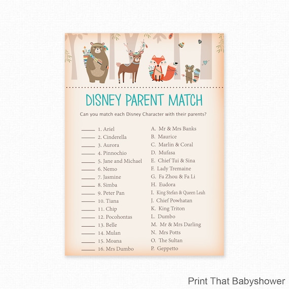 Baby Shower Games Disney Parent Match Game Disney baby-shower-games-disney-parent-match-game-disney