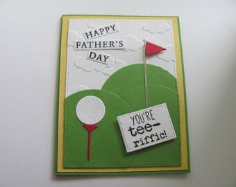 Fathers Day Golf Cards, Handmade Father's Day Card, Golf Tee Cards, Father's Day Cards, You're Tee-riffic Card, Golfing Cards, Golf Cards,