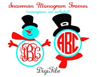 Snowman Frames for Monograms SVG, DXF, EPS, for Cricut Design Space, Silhouette, Sure Cuts A Lot, Makes the Cut, Vinyl Cutters