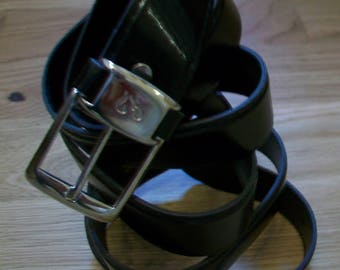 Black Men's Belt with Silver Buckle, size 48"-52"