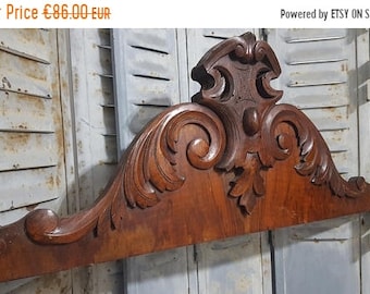 SALE Hand CARVED WOOD Pediment Antique French Coat Of Arms Architectural Crown Salvage Salvaged Upcycled Custom furniture Crest Panelling Ch