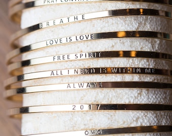 Sweet Phrase Bangles, gold silver and rose gold bangles, bridesmaid gifts, you're my person, hakuna matata, sisters
