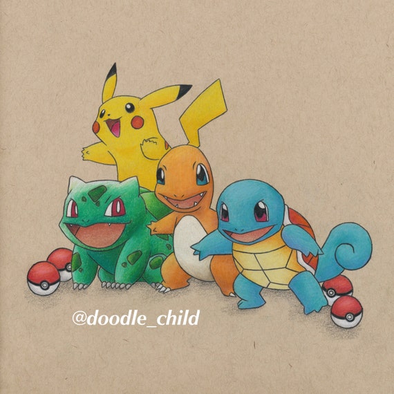 Pokémon Starters Drawing PRINT