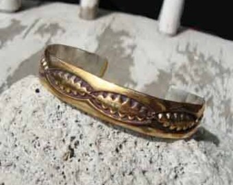 Vintage Navajo Cuff Bracelet Nora Bill Sterling & Gold Southwestern Indian