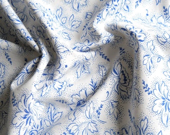 french 1930's fabric vintage fabric for patchwork quilting fabric blue floral fabric blue flowers french fabric 115