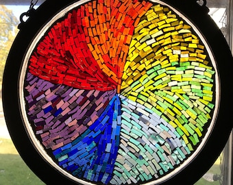 Stained Glass Mosaic Window with wooden frame