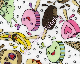 Ice Cream Crime Scene - Timeless Treasures SAMARRA-C9776-WHITE (sold by the 1/2 yard)