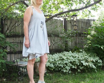 upcycled dress S - M upcycled clothing, upcycled fashion, two piece pinafore dress . almost a whisper