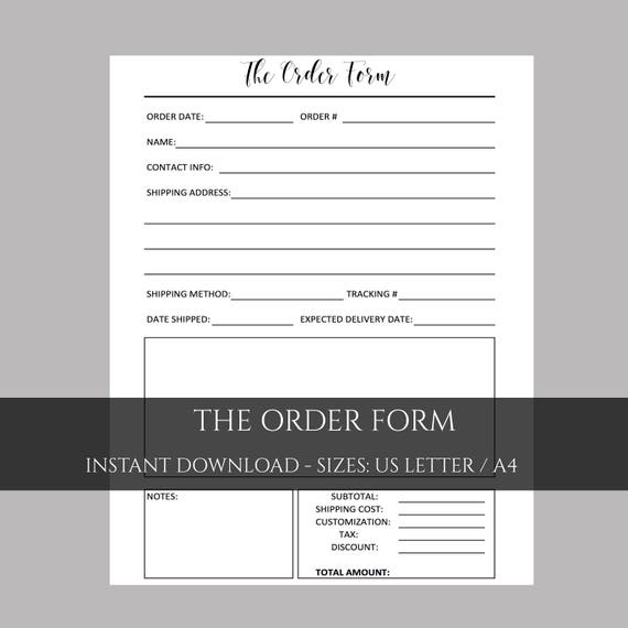 Order Form Photography Form Etsy Shop Planner Creative