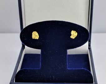 Gold Nugget Stud Earrings, Real Natural Yukon Gold Rush Nugget Earrings, Genuine Gold Nugget Earrings, E8