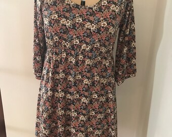 Vintage 90's Floral Dress Babydoll Grunge Skater Dress Boho Festival