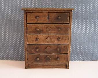 Miniature Tudor Chest, Medieval chest, dolllhouse chest, dark oak chest, twelfth scale, dollhouse miniature