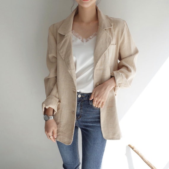 Beige Linen Jacket Natural linen jacket Linen jacket for