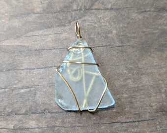 Wire Wrapped Beach Glass Necklace Pendant | One Of A Kind Sea Glass Jewelry Pendant | Sea Glass Necklace | Sea Glass Beach Glass Jewelry