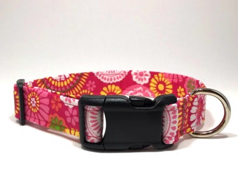 Spring Dog Collar / Pink Flower Dog Collar / Flower Dog Collar / Pink Dog Collar / Girl Dog Collar / Female Dog Collar/ Pet