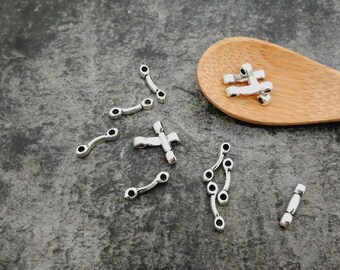 Beads, MULTISTRAND connector bar separators ethnic boho silver 11x2.5 mm