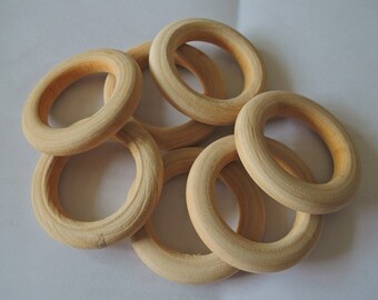 6Pcs Large 40mm Wood Ring Unfinished Wooden Circle No Varnish (W065)