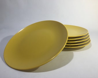 Set of 6 Yellow Melamine Appetizer Plates