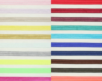 5 yards of 5/8" (15mm) fold over elastic Spandex Stretch Satin Band Glossy Hair Ties Accessories / Annielov Trim Lace 280 - 24 colors