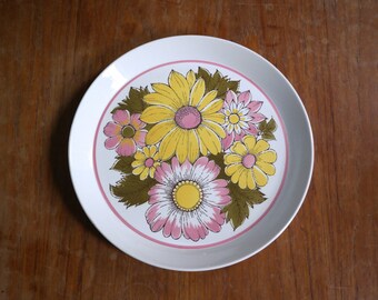 Vintage Mikasa Duplex By Ben Seibel Eden 2522 Japan Pink Yellow Olive Flower Mid Century