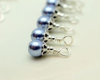 Vintage Style Lavender Pearl Bead Dangle Charm Drop Set, Earrings