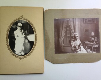 Lot of Two Cabinet Cards Photos Identified Nurses and babies