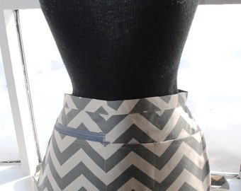 Vendor Apron Server Apron Cash Apron Travel Apron Gray Chevron Cotton Twill