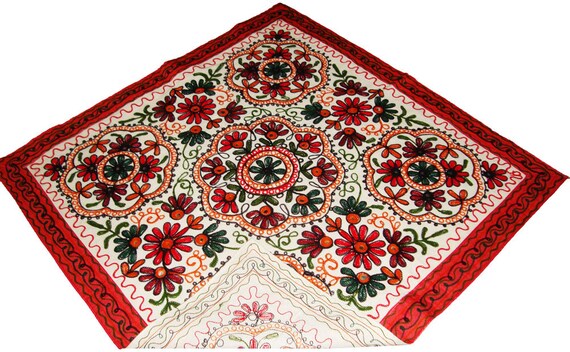Kashmiri embroider hand made square floral table