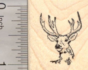 Buck Deer Wildlife Rubber Stamp, Small D25143 Wood Mounted