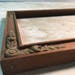 Antique solid wood hand carved rectangular frame with applied inlaid floral corner ornaments