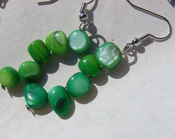 beautiful emerald green shell earrings