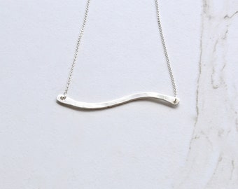Minimalist Necklace Contemporary Jewelry Sterling Silver Wave Necklace