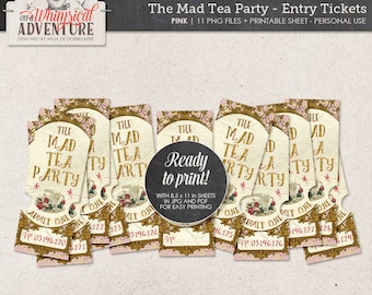 alice in wonderland tickets printable instant download alice