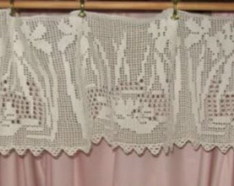 Beautiful old curtain lace valance, iris