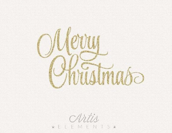 Merry Christmas Glitter Script Silver Gold Digital Overlay