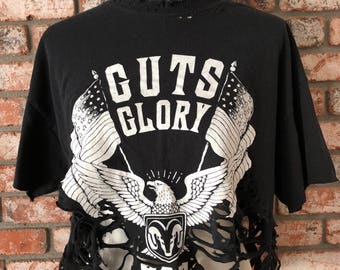 No guts no glory distressed crop
