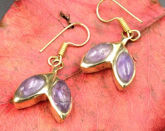 Amethyst brass earrings.