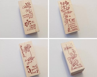 Wooden rubber stamps, botanical stamps, herbal plants stamps, tiny stamps