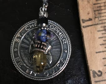 Saint Christopher Pendant With Prayer, Christmas Gift
