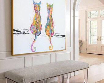 Cat Painting Large Cat Canvas Art Cat Acrylic Painting Cat Painting On Canvas Cat Painting Original Acrylic Painting Animal Cat Painting