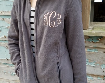 Monogrammed Fleece Jacket, Full Zip Womens Jacket, Christmas Gift for Her under 30 a6