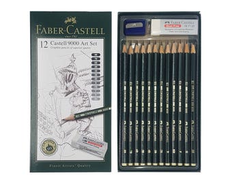 Faber Castell 9000 Graphite Art Set | Drawing Sketching Design | 12 Black Lead Pencil Grade 8B, 7B, 6B, 5B, 4B, 3B, 2B, B, HB, F, H & 2H