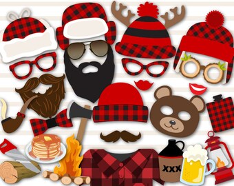 Digital lumberjack Photo Booth Props, Printable Camping Party PhotoBooth Props, Instant Download Lumberjill Photo Booth Props 0039