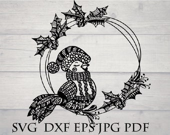 Christmas wreath zentangle svg file for cricut / zendoodle, zentangle Christmas, intricate svg file, cricut download svg, mandala wreath svg