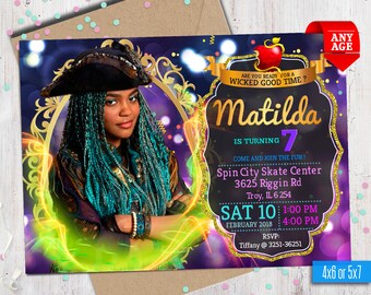 Descendants Invitation, Uma Descendants 2, Uma birthday invitation, Uma, Descendants 2 Birthday, Disney Descendants , to Any age. D026