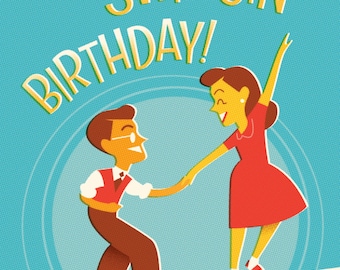 Retro blank Birthday card for Swing dance lovers