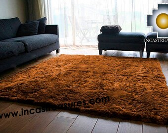 100% Baby Alpaca Fur Rug Borderless Brown FREE SHIPPING Worldwide